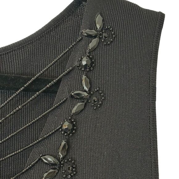 Marina Rinaldi  XL black beads & sequins embellished V-neck special occasion tri - Picture 3 of 12
